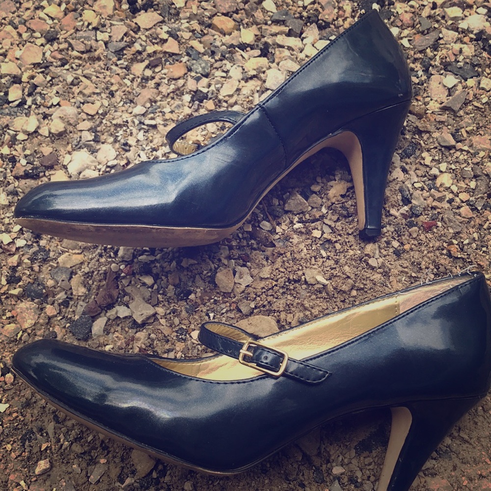 Metallic blue heels